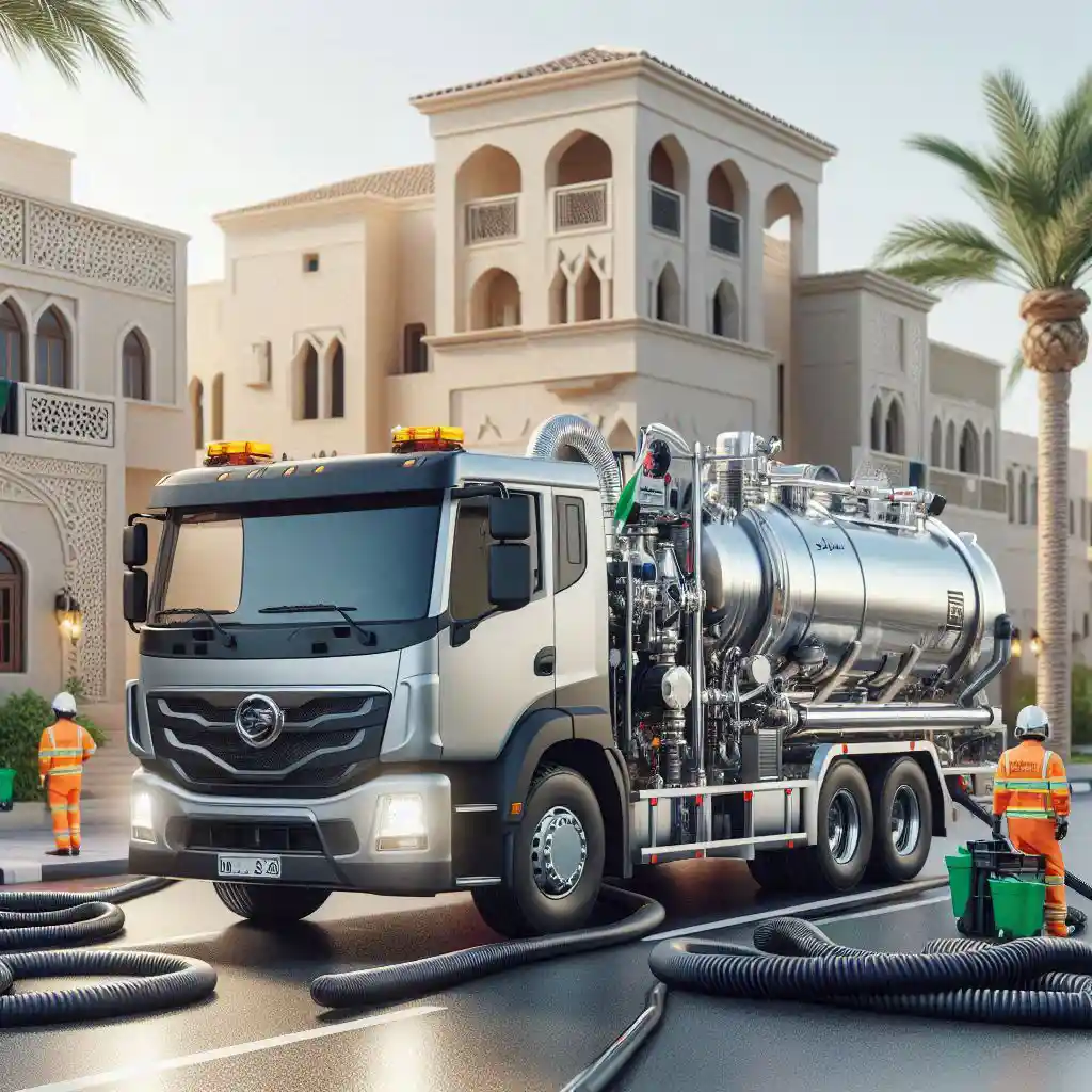 صورة توضيحية لسيارة تسليك مجاري متطورة في شركة تسليك مجاري بالخبر